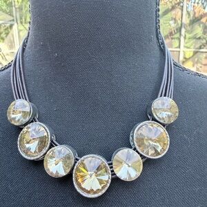 Elegant Statement Necklace with Champagne colored Crystal Accents